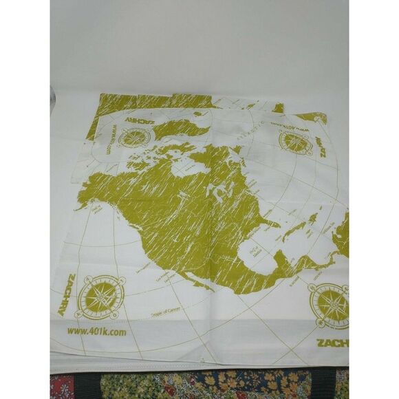 Zachry North American Map Bandanas Lot Of 4 Unique Design Special Deal Green Wht - Picture 1 of 5